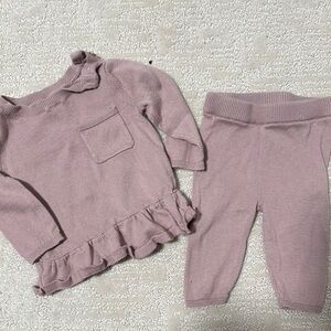 Adorable Pink Knit Baby Outfit